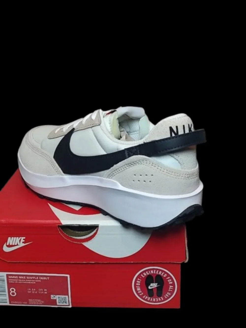Nike Waffle Debut Sanddrift Black White DH9523-102 Women’s Size 8 Sneakers